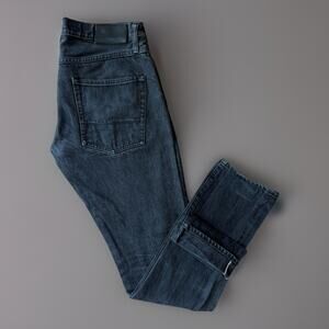 Tellason Selvedge Jeans 33 Black Dark Wash Denim Slim Tapered Made in USA